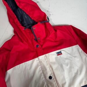 Levi's Colorblock Hooded Windbreaker Jacket Men's XL Red White Blue Full Zip